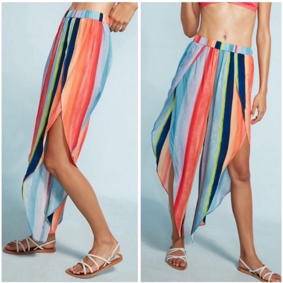 NWT Anthropologie Carla Weeks Watercolor Striped Tulip Pant XS - Picture 3 of 11